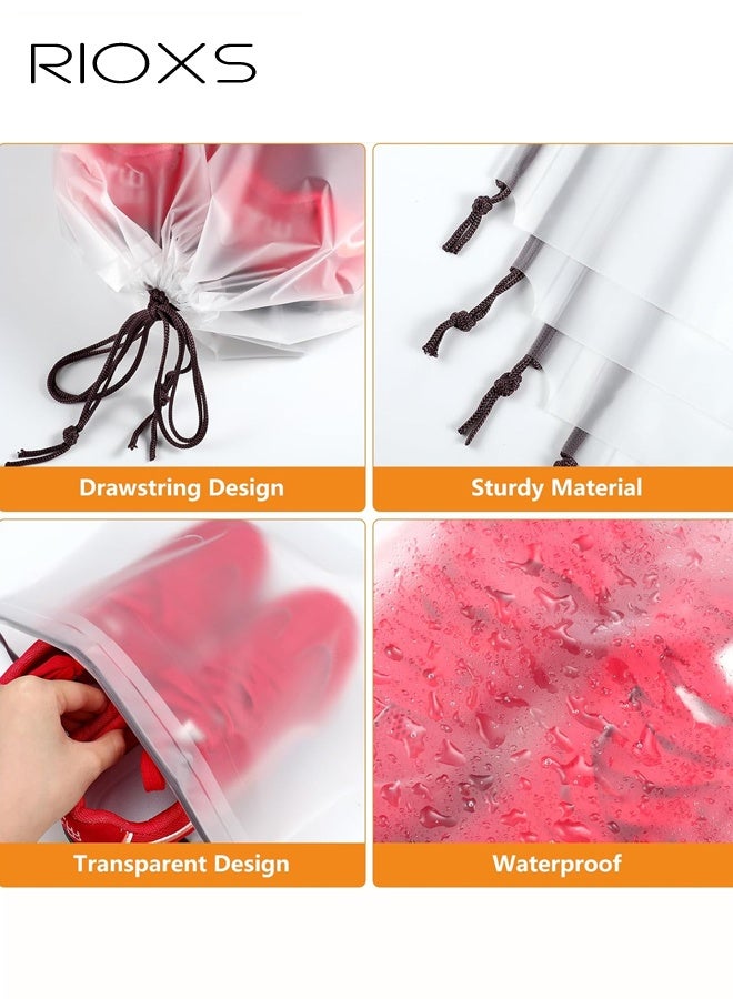 RIOXS 25 Pack Clear Shoe Bags, 30cm x 40cm, Portable Travel Storage Bags for Storage and Packing, Waterproof Dustproof Drawstring Shoe Bag for Traveling, Travel Essentials for Men and Women - Image 3