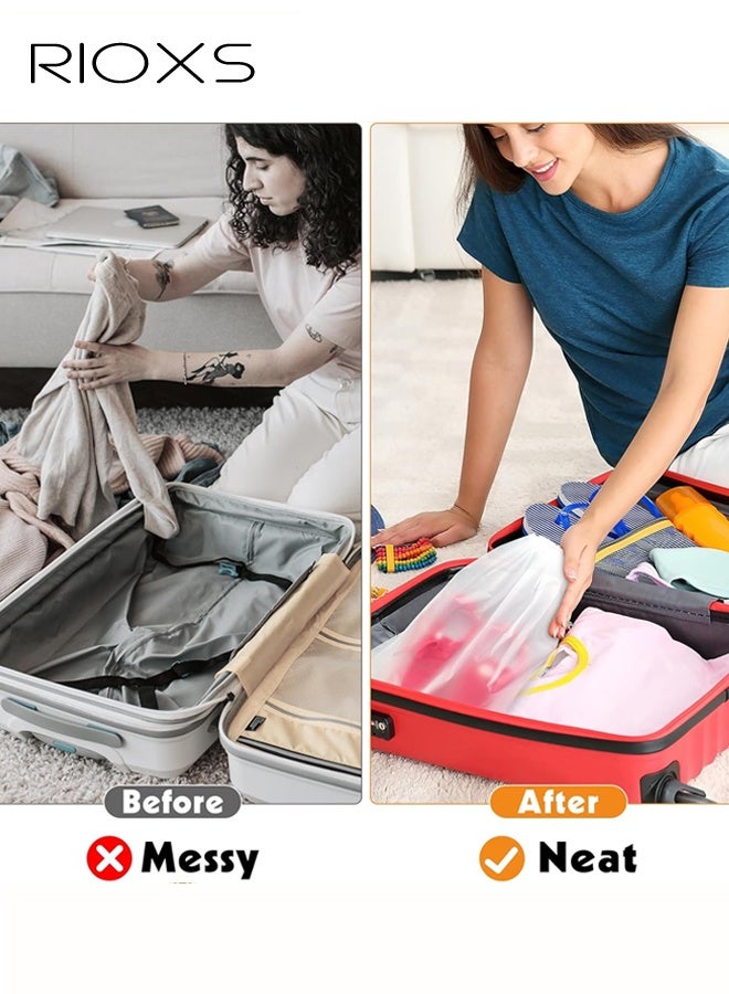 RIOXS 25 Pack Clear Shoe Bags, 30cm x 40cm, Portable Travel Storage Bags for Storage and Packing, Waterproof Dustproof Drawstring Shoe Bag for Traveling, Travel Essentials for Men and Women - Image 5