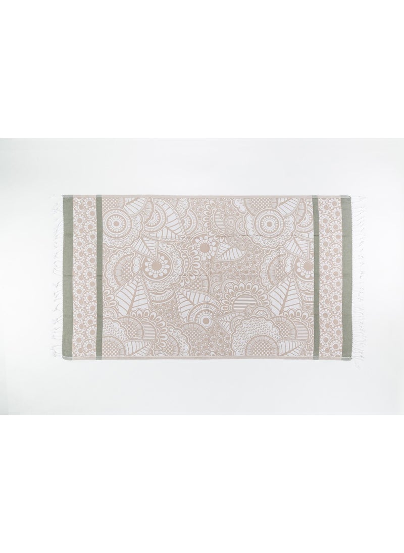 Rosa Bianca Beige Mandala Pattern Jacquard Cotton Loincloth 