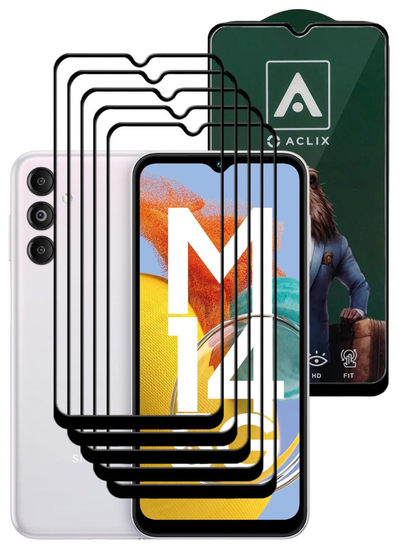 ACLIX 5 Pieces Antistatic ESD Dustproof Premium Quality High Definition Tempered Glass Screen Protector Designed For Samsung Galaxy M14 - Image 1