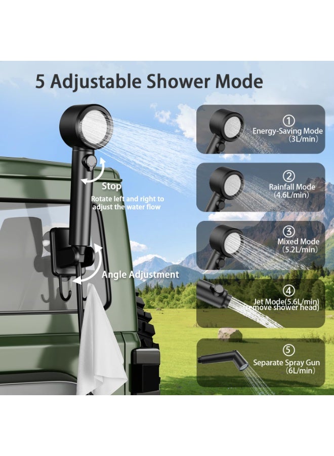 TANGBLIB Portable Shower,8000mAh Rechargeable Camping Shower Pump with 20L Foldable Bucket, LED Display,5 Spray Modes, IPX8 Shower for Outdoor, Car Washing, Pet Bathing, Cleaning,and Watering Plants - Image 3