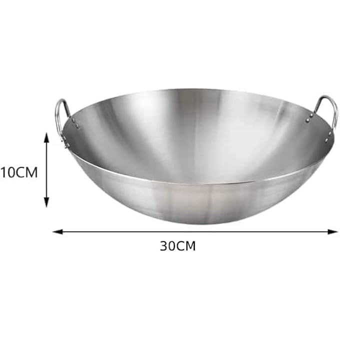 Silk Route Stainless Steel Wok Pan Stir Fry Pan Deep Frying Wok Nonstick Frying Skillet With Double Handles Flat Bottom Wok Chinese Cooking Wok 30Cm1181 Inch - Image 2
