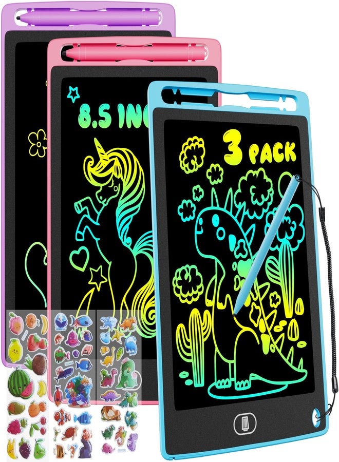 Electight 3 Packs LCD Writing Tablet for Kids 8.5 Inch, Eye-Friendly Drawing Board Set with Lock Screen, 3 Stylus Pens & Eraser Button, Reusable Doodle Pad for Ages 3-8, Travel, Home, School - Image 1