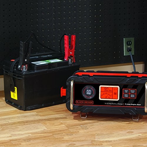 BLACK+DECKER BC25BD Fully Automatic 25 Amp 12V Bench Battery Charger/Maintainer with 75A Engine Start, Alternator Check, Cable Clamps - Image 2