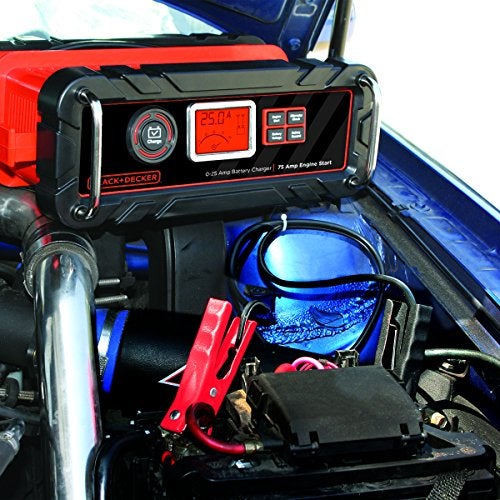 BLACK+DECKER BC25BD Fully Automatic 25 Amp 12V Bench Battery Charger/Maintainer with 75A Engine Start, Alternator Check, Cable Clamps - Image 3