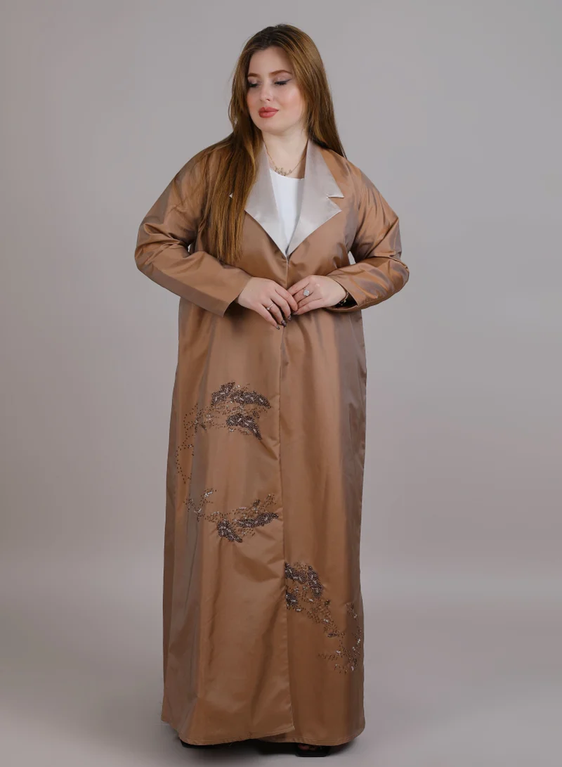 أم سكوير فاشن MSquare Fashion Brown Embroidered Abaya