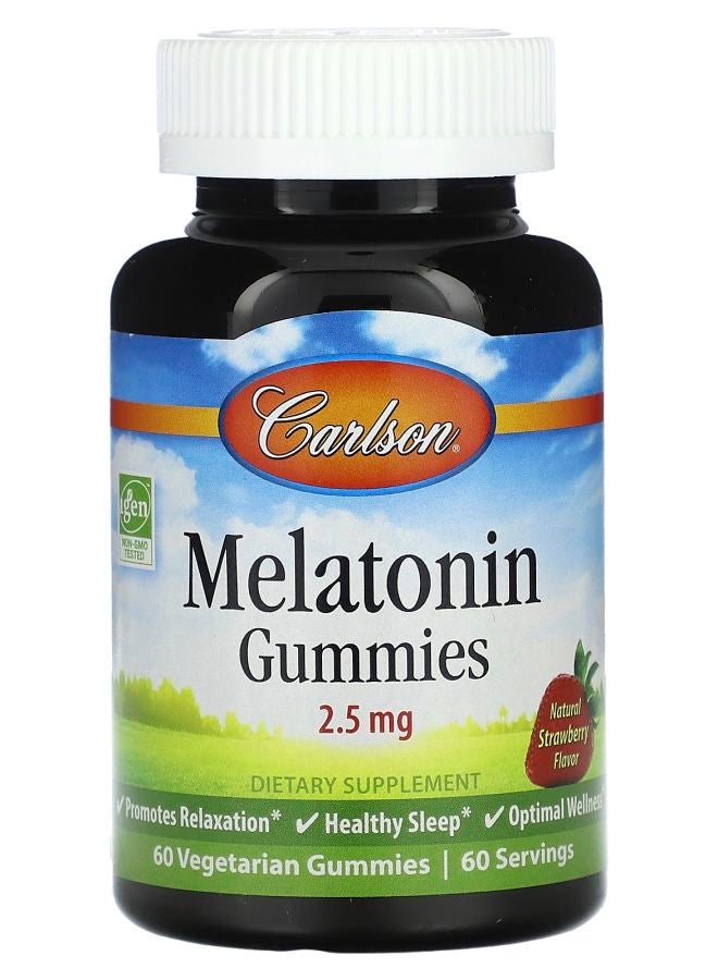 Carlson Melatonin Gummies Natural Strawberry 2.5 mg 60 Vegetarian Gummies