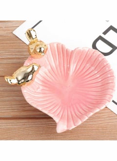 Y&D Jewelry Tray, Flower Shape Ceramic Ring Tray Decorative Key Coin Holder Bracelet Earring Pink  - Image 4