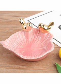 Y&D Jewelry Tray, Flower Shape Ceramic Ring Tray Decorative Key Coin Holder Bracelet Earring Pink  - Image 5