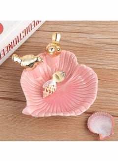 Y&D Jewelry Tray, Flower Shape Ceramic Ring Tray Decorative Key Coin Holder Bracelet Earring Pink  - Image 3