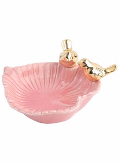 Y&D Jewelry Tray, Flower Shape Ceramic Ring Tray Decorative Key Coin Holder Bracelet Earring Pink  - Image 1