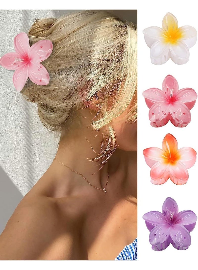 HZYH Flower Hair Claw Clips-4PCS Large Claw Clips for Thick Hair,Strong Hold Nonslip Hair Clips for Women,Hawaiian Flower Claw Clips,Cute Hair Clips,Hair Accessories for Women Holiday Gifts - Image 1