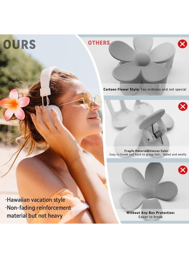 HZYH Flower Hair Claw Clips-4PCS Large Claw Clips for Thick Hair,Strong Hold Nonslip Hair Clips for Women,Hawaiian Flower Claw Clips,Cute Hair Clips,Hair Accessories for Women Holiday Gifts - Image 4