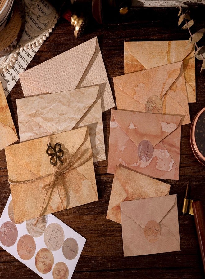 Doraking 92 Pieces Mini Stationery Paper Envelopes and Sealing Sticker Set, 60 Vintage Writing Scrapbook Papers with 16 Matching Envelopes and 16 Round Seal Sticker - Image 3