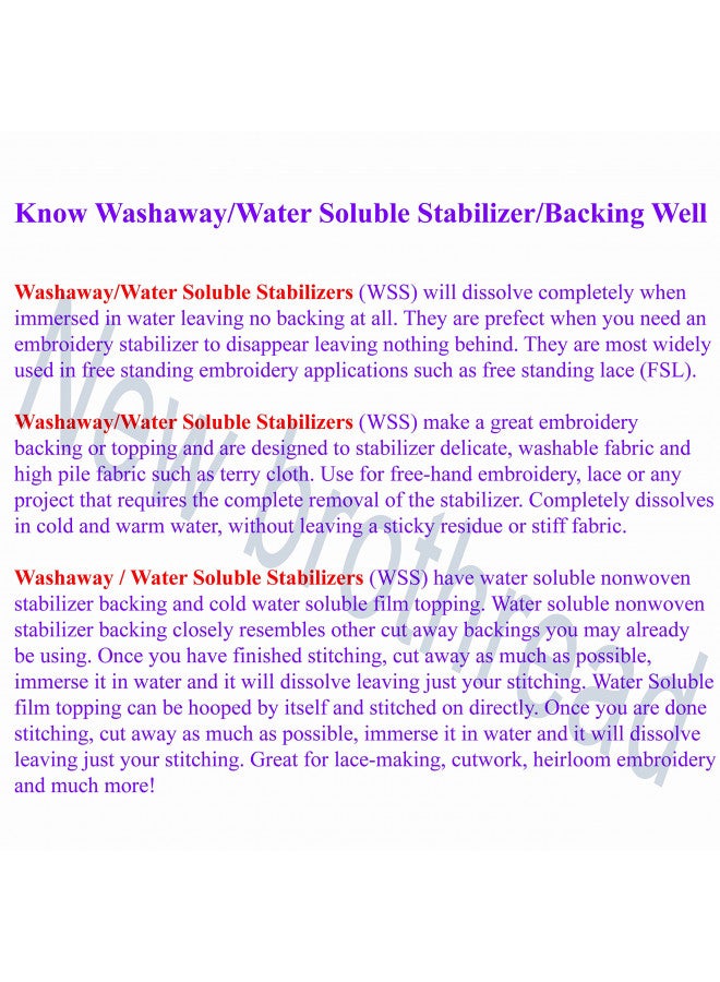 New brothread بروثيريد الجديد - مثبت تطريز آلي قابل للذوبان في الماء 10" × 10 ياردة - خفيف الوزن - يمكن قصه إلى أحجام متغيرة للتطريز الآلي والخياطة اليدوية - Image 3