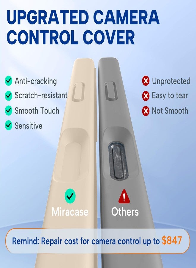 Miracase Magnetic for iPhone 17 Pro Max Case, Compatible with MagSafe, Integrated Silicone Camera Control Cover, 3.0mm Thicken Shockproof Drop Protection Phone Case for 17 ProMax, Sand - Image 3