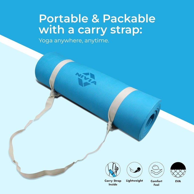 Nivia Spark EVA Yoga Mat for Home Workout - Teal Blue, 4mm Thickness - Image 4