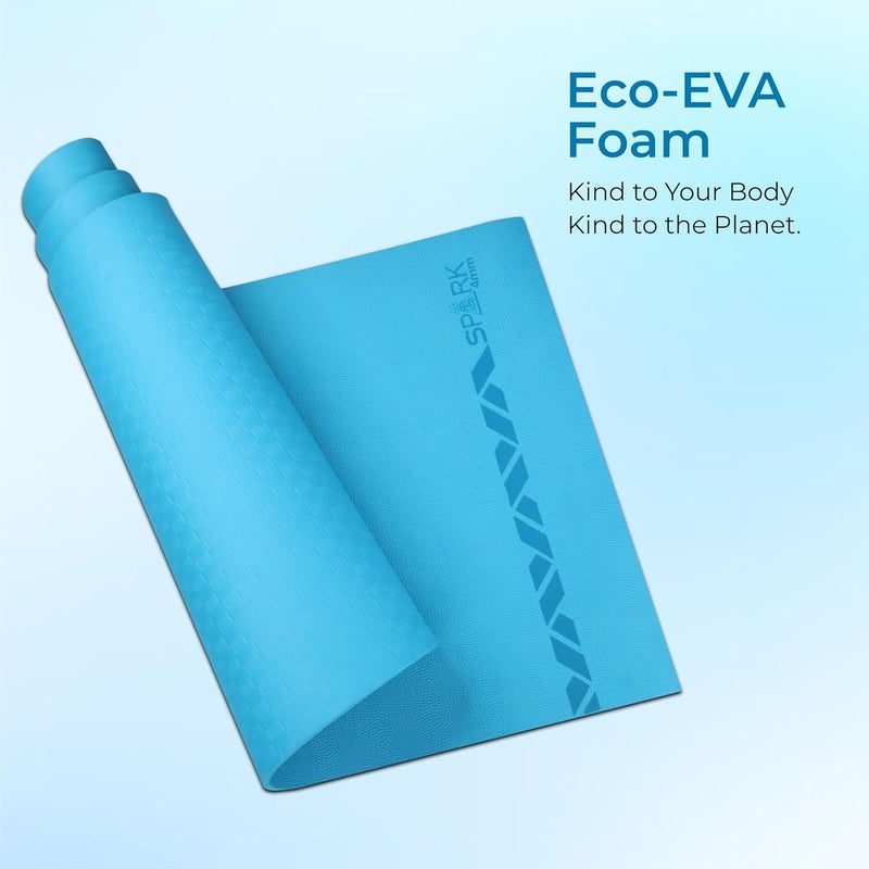 Nivia Spark EVA Yoga Mat for Home Workout - Teal Blue, 4mm Thickness - Image 5