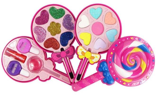 CCJW Kid Makeup Box Set Toys Lollipop Dressing Cosmetics Girls Toy Plastic Safety Beauty Pretend Play Makeup Girl Game Gift kshu