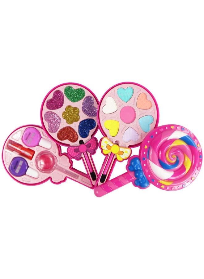 CCJW Kid Makeup Box Set Toys Lollipop Dressing Cosmetics Girls Toy Plastic Safety Beauty Pretend Play Makeup Girl Game Gift kshu 