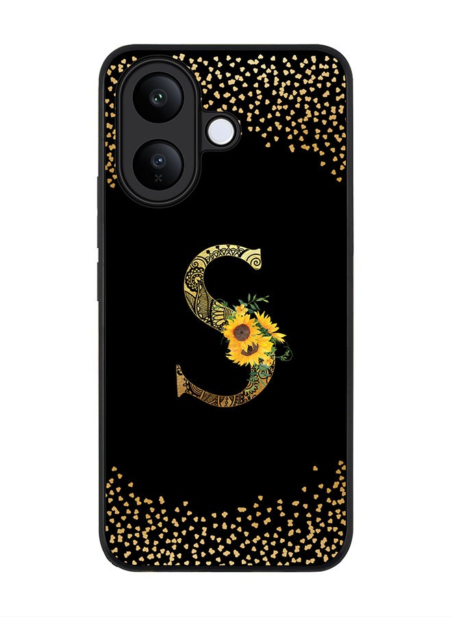 Stylizedd For vivo V60 Lite 5G / V60 Lite 4G Case,Slim fit Camera Protection, Shockproof Thin Phone cover  - Custom Floral Monogram - S ( Black ) - Image 1
