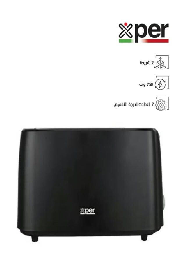 XPER Toaster 2 Slices, 750 Watts,7 Settings | XPTO-750 - Image 1