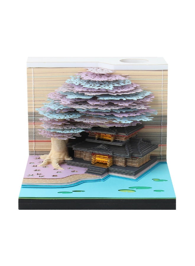 Creative Cultural And Creative Gifts Tree House Paper Carving Calendar Office Workstation Decoration 3d Stereo Note Pad