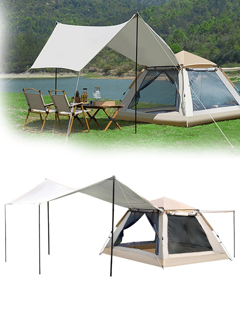 خيمة تخييم مع مظلة، خيمة عائلية تتسع لـ 5-8 أشخاص، خيمة محمولة سهلة التركيب، خيمة مقاومة للماء والرياح مع حقيبة تخزين،  خيمة عائلية فورية ببابين للتخييم والمشي لمسافات طويلة والسفر (240 سم * 240 سم) - Image 1