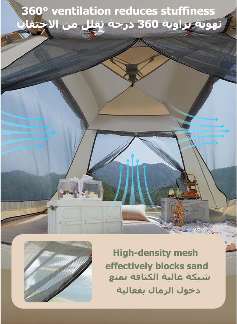 خيمة تخييم مع مظلة، خيمة عائلية تتسع لـ 5-8 أشخاص، خيمة محمولة سهلة التركيب، خيمة مقاومة للماء والرياح مع حقيبة تخزين،  خيمة عائلية فورية ببابين للتخييم والمشي لمسافات طويلة والسفر (240 سم * 240 سم) - Image 5