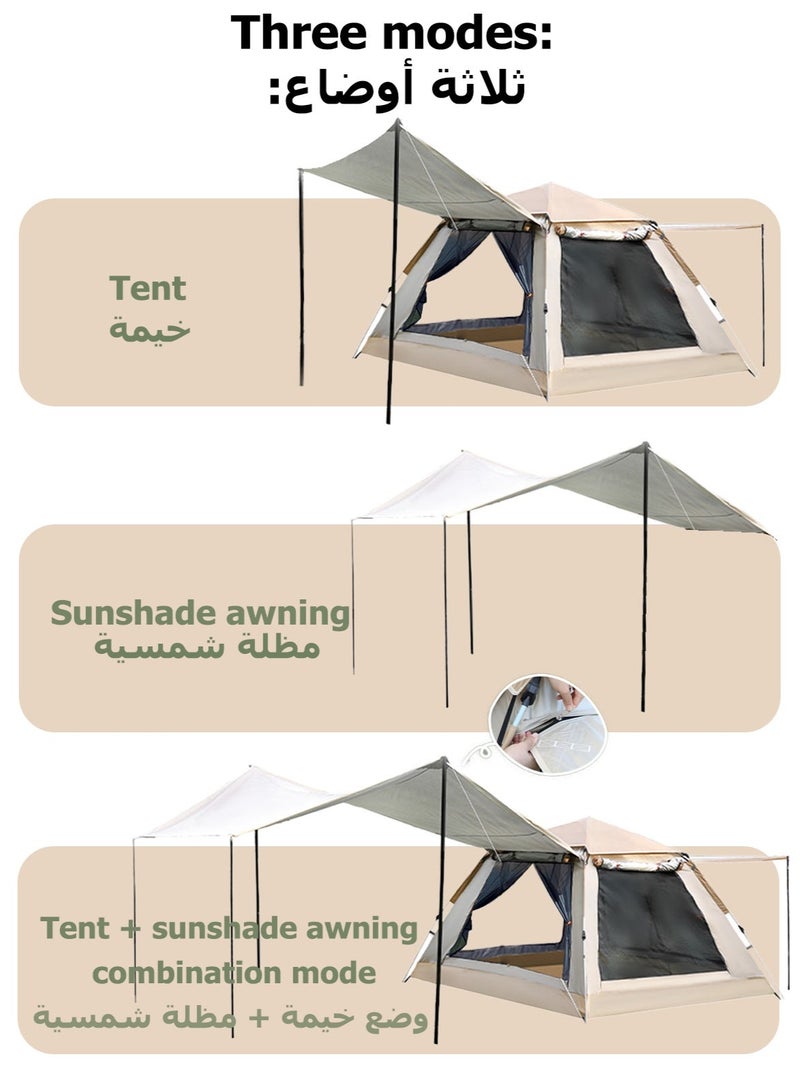 خيمة تخييم مع مظلة، خيمة عائلية تتسع لـ 5-8 أشخاص، خيمة محمولة سهلة التركيب، خيمة مقاومة للماء والرياح مع حقيبة تخزين،  خيمة عائلية فورية ببابين للتخييم والمشي لمسافات طويلة والسفر (240 سم * 240 سم) - Image 2