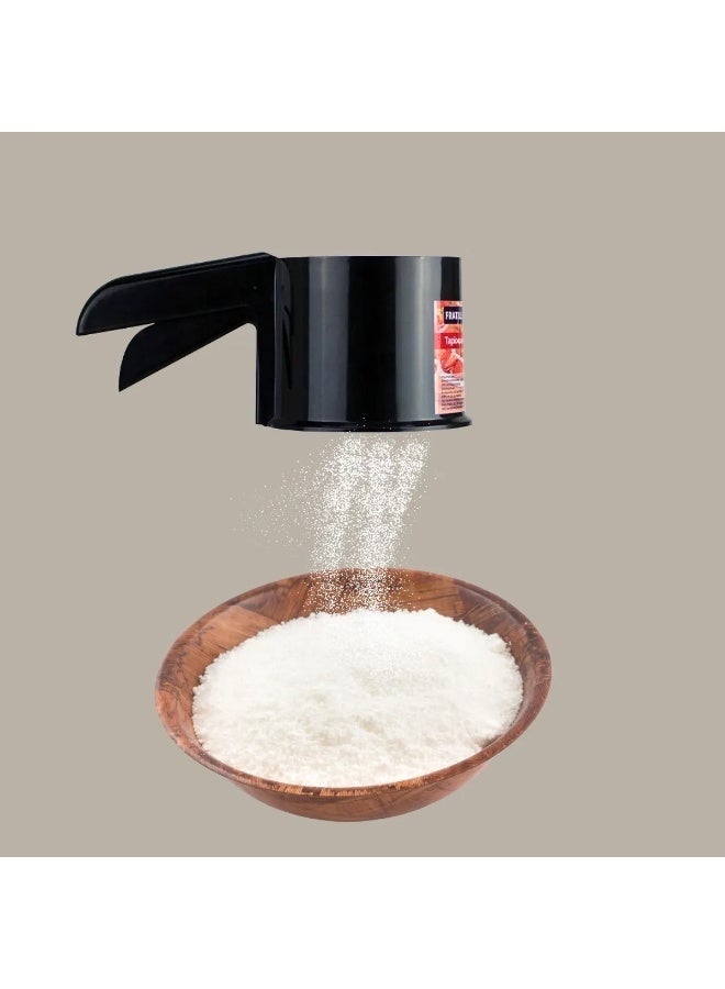 Double Fine Mesh Sifter – Easy Crank Flour and Sugar Sieve for Cakes, Cookies, and Pastries-Black - Image 5