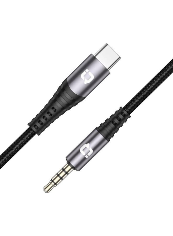 IQ TOUCH USB-C to 3.5mm Aux Cable, Nylon braided 1 Meter Audio Cable, Type-C to 3.5mm Cord Compatible with Mobile, Tablets, Car Home Stereos, Headphones, Speaker, Black - Image 2