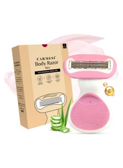 Carmesi Body Razor Women's Hair Removal 5 Blade Full Body Razor - Lubricating Strip For Painless Body Hair Removal With Aloe Vera & Vit E - Hassle-Free Smooth Arms, Legs, Underarms & Bikini Line(1 PC)