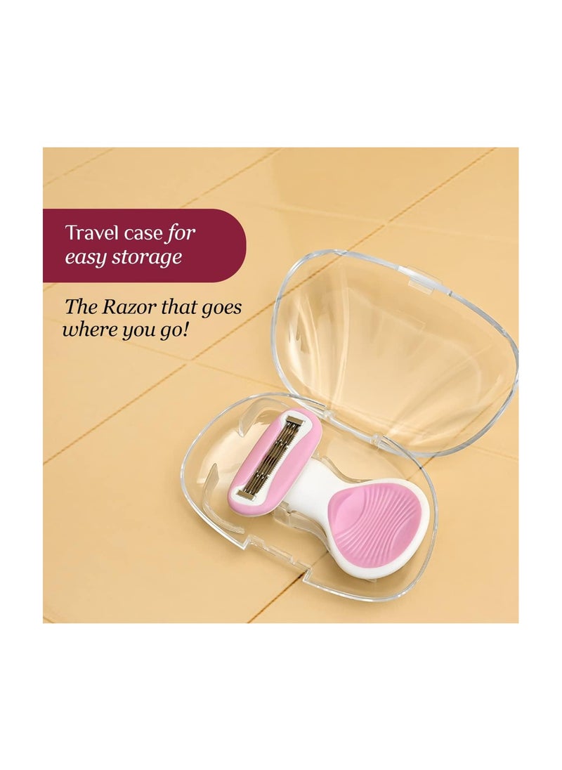 CARMESI - Carmesi Body Razor Women's Hair Removal 5 Blade Full Body Razor - Lubricating Strip For Painless Body Hair Removal With Aloe Vera & Vit E - Hassle-Free Smooth Arms, Legs, Underarms & Bikini Line(1 PC) - Image 1