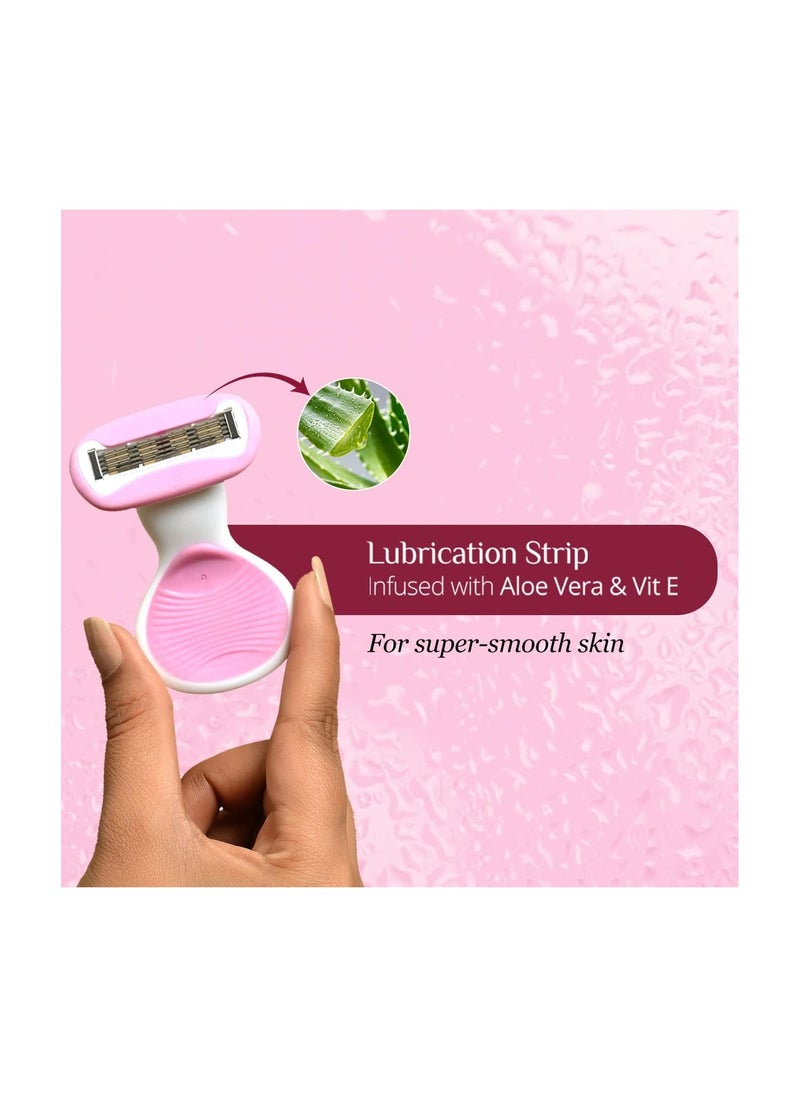CARMESI - Carmesi Body Razor Women's Hair Removal 5 Blade Full Body Razor - Lubricating Strip For Painless Body Hair Removal With Aloe Vera & Vit E - Hassle-Free Smooth Arms, Legs, Underarms & Bikini Line(1 PC) - Image 1