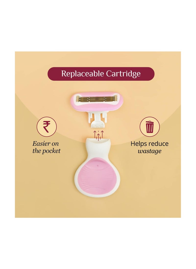 CARMESI - Carmesi Body Razor Women's Hair Removal 5 Blade Full Body Razor - Lubricating Strip For Painless Body Hair Removal With Aloe Vera & Vit E - Hassle-Free Smooth Arms, Legs, Underarms & Bikini Line(1 PC) - Image 1