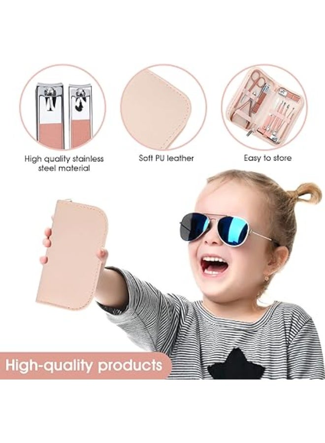 طقم قصافة أظافر وأدوات تجميل محمول، طقم مانيكير 12 في 1 من الفولاذ المقاوم للصدأ المارتنسيتي بلون ذهبي وردي، مع شنطة جلدية وردية، للمنزل ومكان العمل والسفر في الهواء الطلق والتقديم وصالون التجميل - Image 4