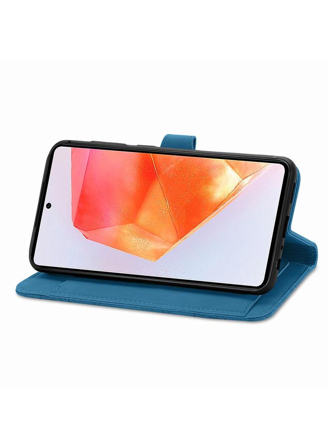 اس-توب جراب لهاتف Samsung Galaxy C55 مصنوع من الجلد بسحاب ونقشة زهور - Image 5