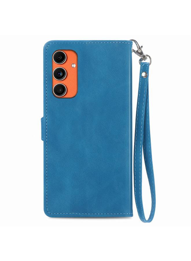 اس-توب جراب لهاتف Samsung Galaxy C55 مصنوع من الجلد بسحاب ونقشة زهور - Image 3