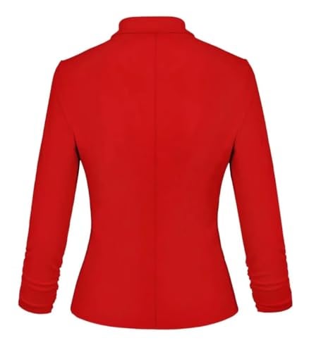 Hybrid & Company Women's Lightweight Casual Work Office Stretch Ponte Cardigan Blazer Jacket JK1131 RED Large - Image 3