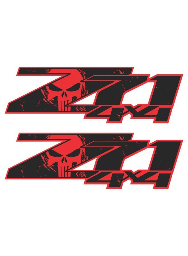 GOLD HOOK Z71 Decal for Chevy Silverado Truck, Off Road Bedside Stickers (2007-2013), Premium Series (Metallic Finish) Black, Red - Image 1