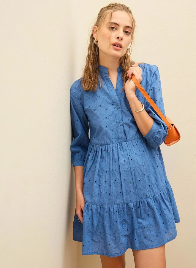 SASSAFRAS Embroidered Fit-Flare Dress for Women