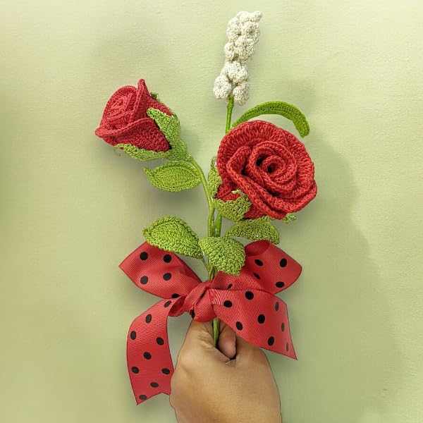 Happy ThreadsHandmade Crochet Rose and Hyacinth Flower BouquetEcoFriendly Elegant Floral Arrangements for SistersBest dcor Gifting Items for Home and Office - Image 2