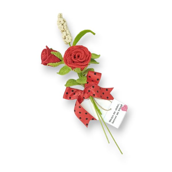 Happy ThreadsHandmade Crochet Rose and Hyacinth Flower BouquetEcoFriendly Elegant Floral Arrangements for SistersBest dcor Gifting Items for Home and Office - Image 3