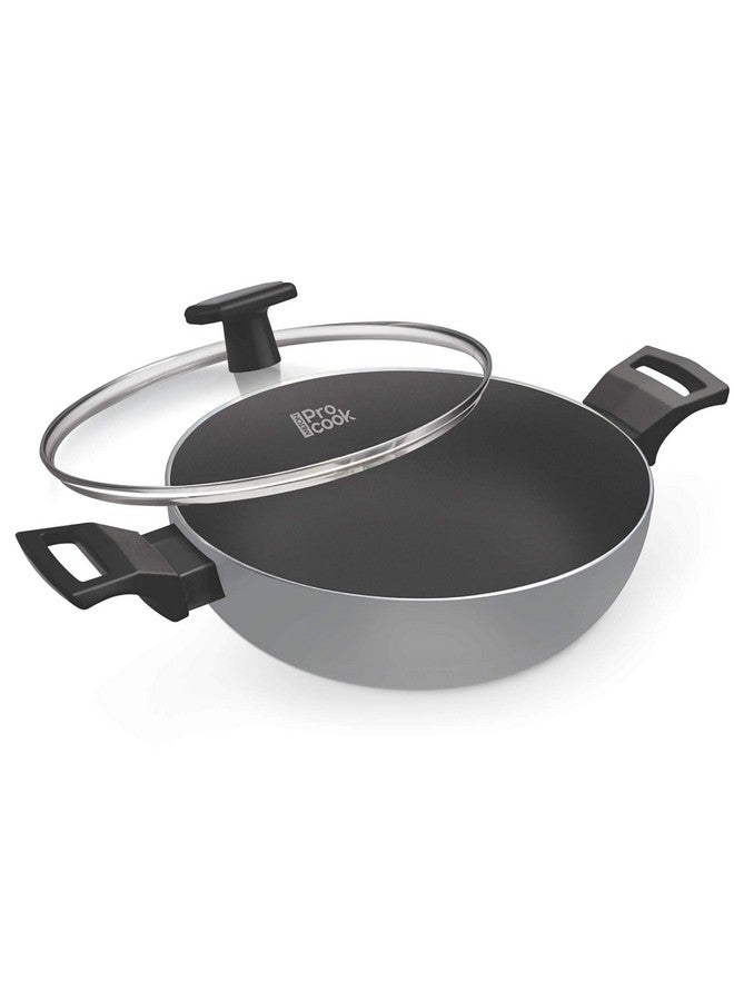 MILTON Pro cook Milton Procook Black Pearl Aluminium Kadhai with Glass Lid, 24 cm/2.8 LTR, Induction Base, Non-Stick Deep Kadai, Grey, 1 Year Warranty, Cook Like a Pro & Fry Like a Champ  - Image 4