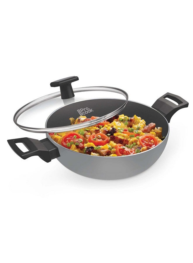 MILTON Pro cook Milton Procook Black Pearl Aluminium Kadhai with Glass Lid, 24 cm/2.8 LTR, Induction Base, Non-Stick Deep Kadai, Grey, 1 Year Warranty, Cook Like a Pro & Fry Like a Champ  - Image 1