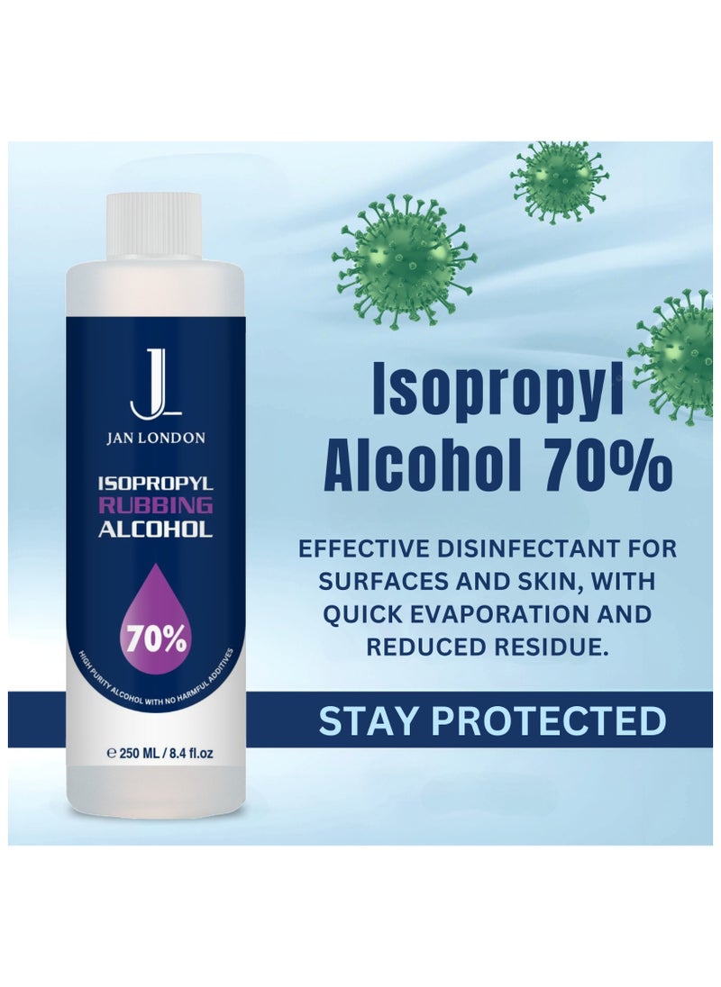 JAN LONDON - Isopropyl Rubbing Alcohol, IPA 70% – Versatile Antiseptic & Cleaner for Wounds, Surfaces, Electronics – Quick-Drying, Residue-Free, 250ml - Image 1