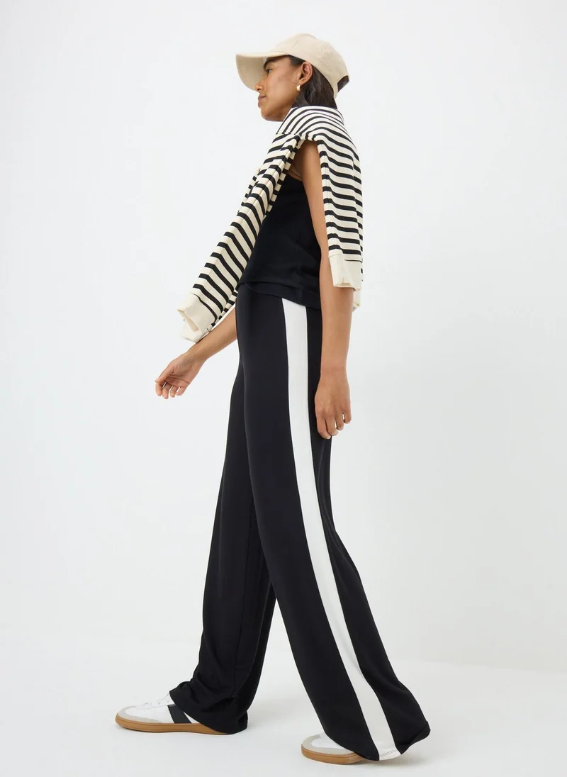 ماتلان Black Side Stripe Wide Leg Trousers