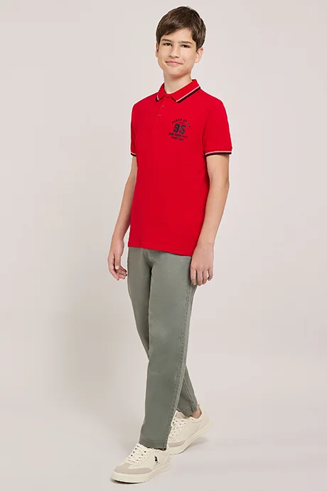 أر أند بي Solid Straight Fit Pants With Drawstring Waist
