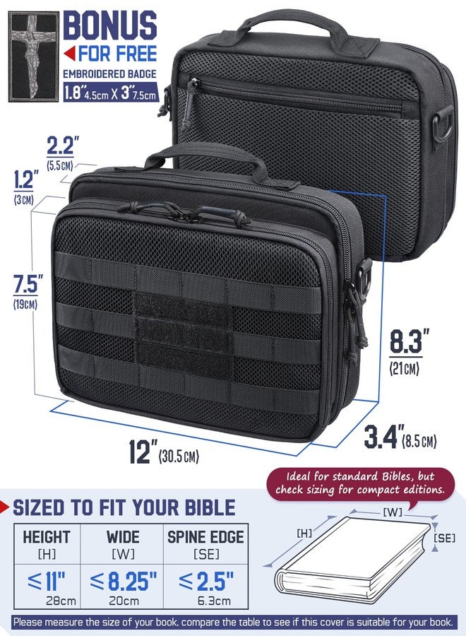 RXW Large Bible Cover Bag for Men Women, Tactical Bible Carrying Case Fully Padded of Double Layer Design, Utility Church Bag Organizer with Shoulder Strap for Tablet Art EDC, Christian Gifts for Mom - Image 2
